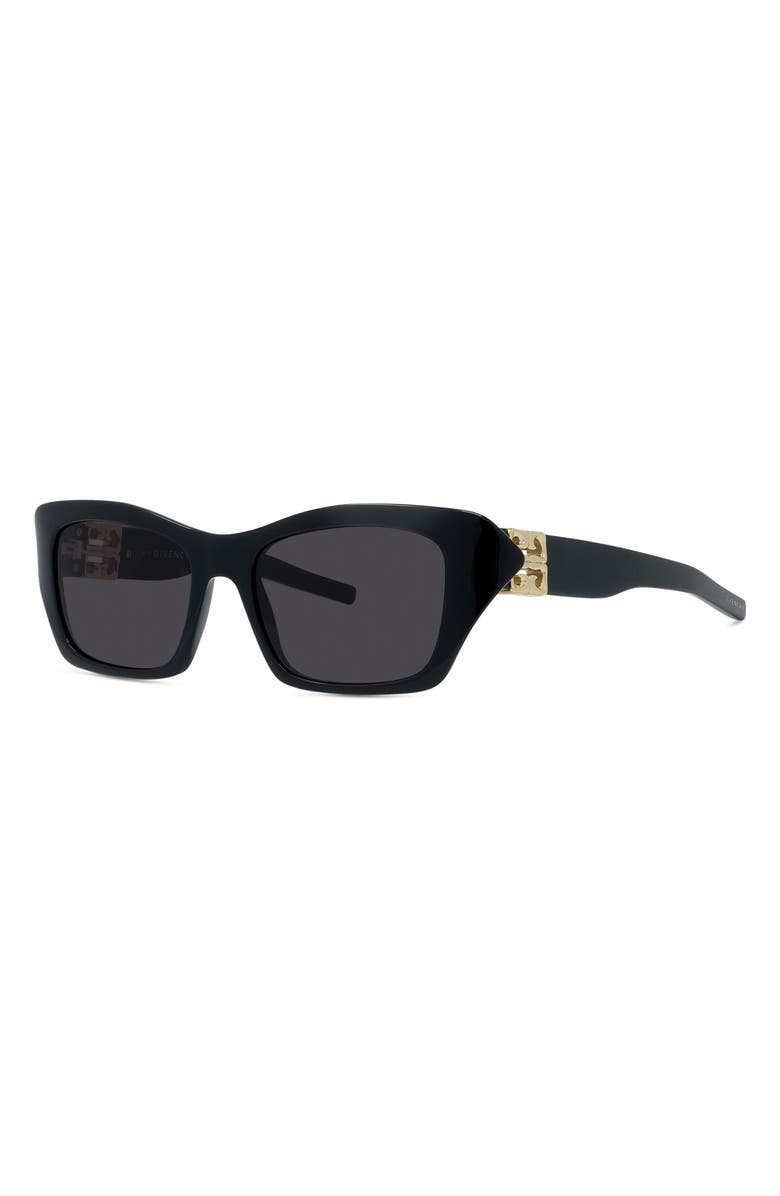 Givenchy 4G Liquid 54mm Rectangular Sunglasses, Alternate, color, Shiny Black / Smoke