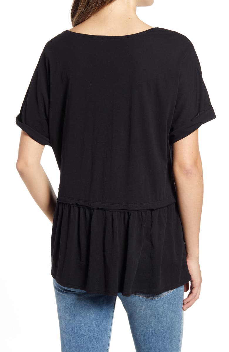 Caslon<sup>®</sup> Floaty Peplum Jersey Top, Alternate, color,