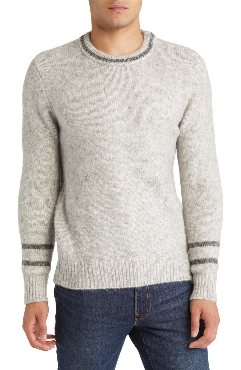 Schott NYC Stripe Trim Triple Blend Crewneck Sweater, Main, color,