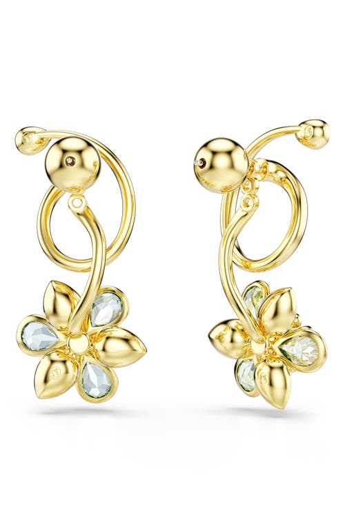 Swarovski Idyllia Gold-tone Plated Asymmetrical Design Drop Earrings In Multi
