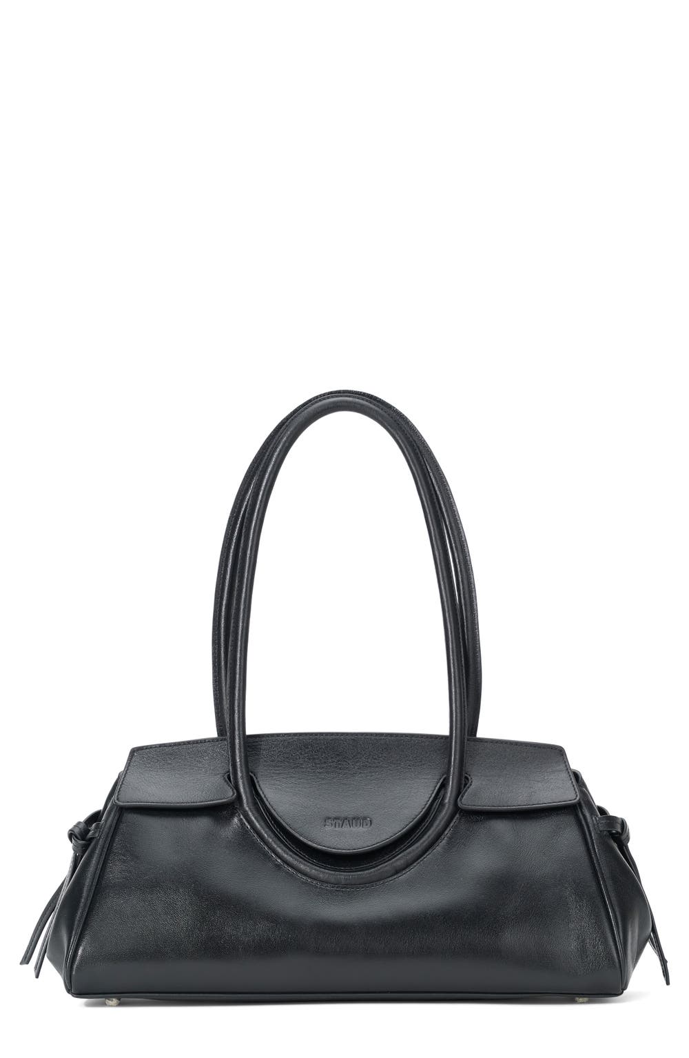 Maude Leather Shoulder Bag, color, BLACK