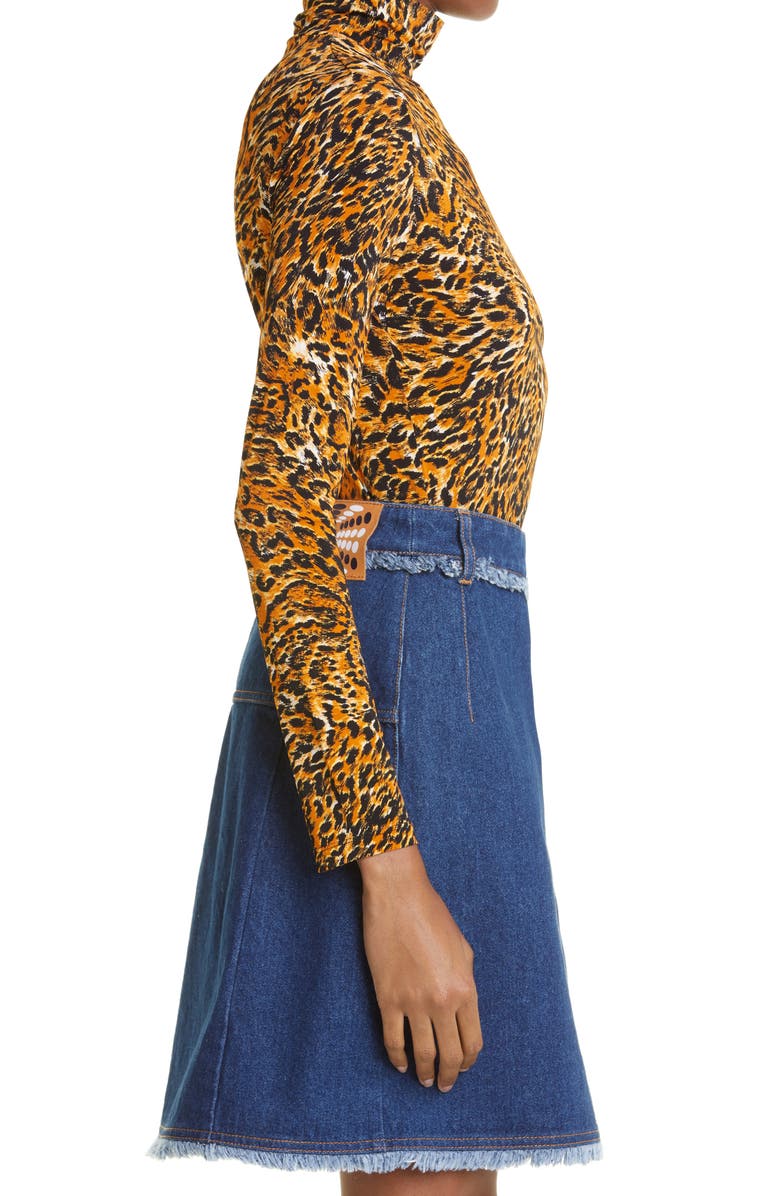 Rabanne Leopard Print Mock Neck Top, Alternate, color,