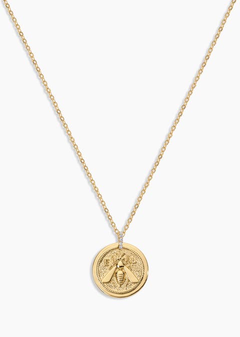 Honey Bee Coin Necklace