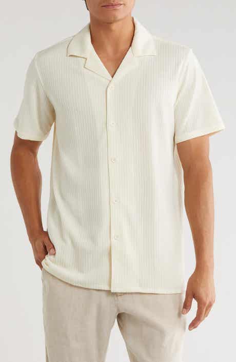 T.R. PREMIUM Stripe Textured Short Sleeve Camp Shirt