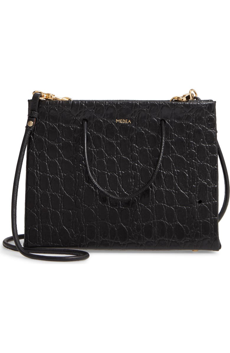 Medea Prima Hanna Croc Embossed Leather Bag, Main, color,