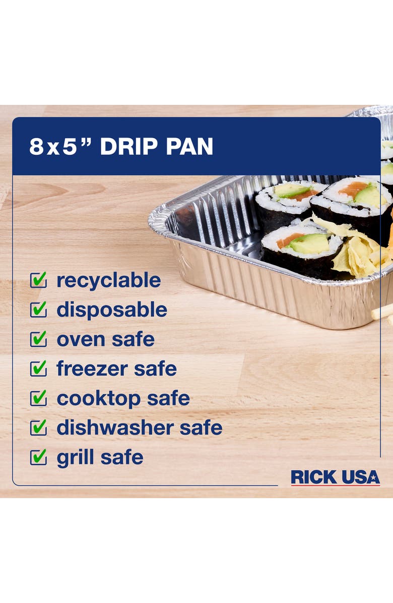 RICK USA 8x5 Inch Aluminum Drip Pan, 25 Pack, Alternate, color, Gray