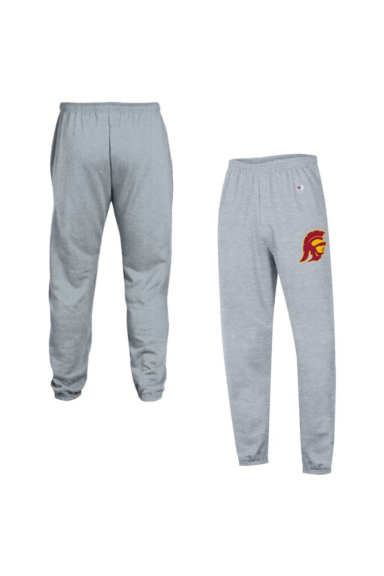 Men's Champion  Heather Gray USC Trojans Powerblend Banded Fleece Sweatpants, Main, color, Heather Gray