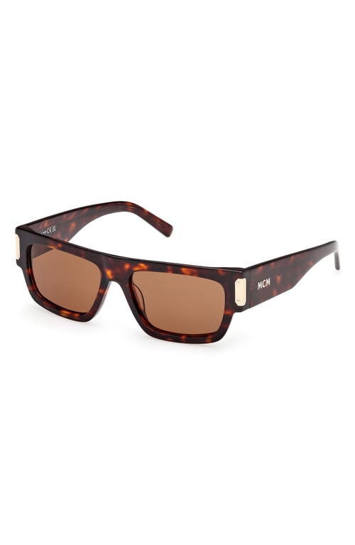 Mcm 54mm Polarized Rectangular Sunglasses In Dark Havana/roviex