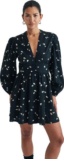 Starlight Floral Long Sleeve Cotton Minidress