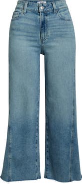 PAIGE Anessa Twisted Seam Raw Hem High Waist Wide Leg Jeans