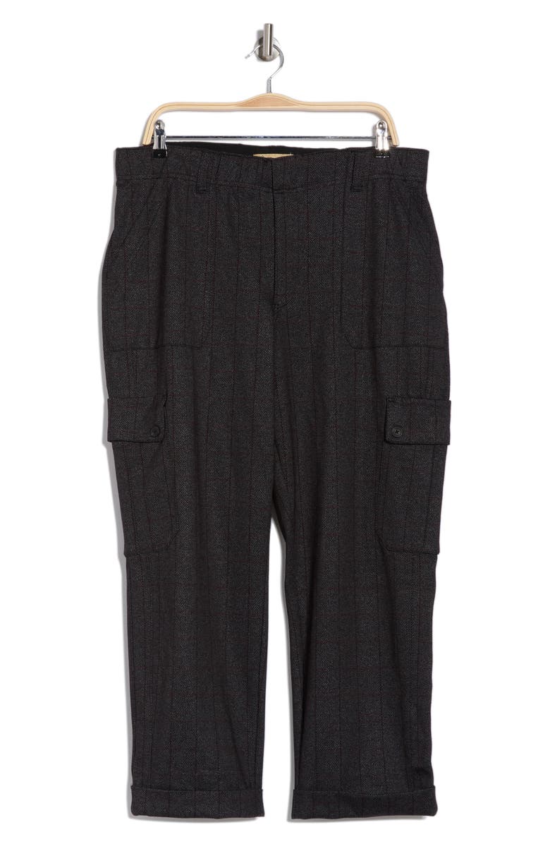 Democracy Stripe High Waist Crop Cargo Pants, Alternate, color, Charcoal Multi