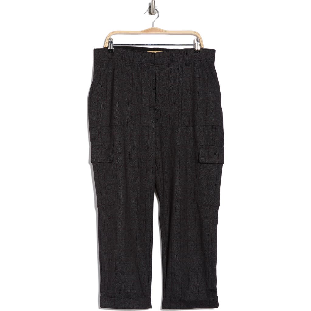 Democracy Stripe High Waist Crop Cargo Pants In Charcoal Multi