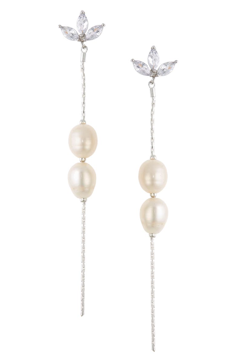 Shashi Bakari Imitation Pearl Linear Drop Earrings, Main, color, 