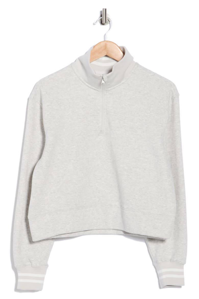 The Varsity Fleece Half Zip Pullover, Alternate, color, HEATHER GREY