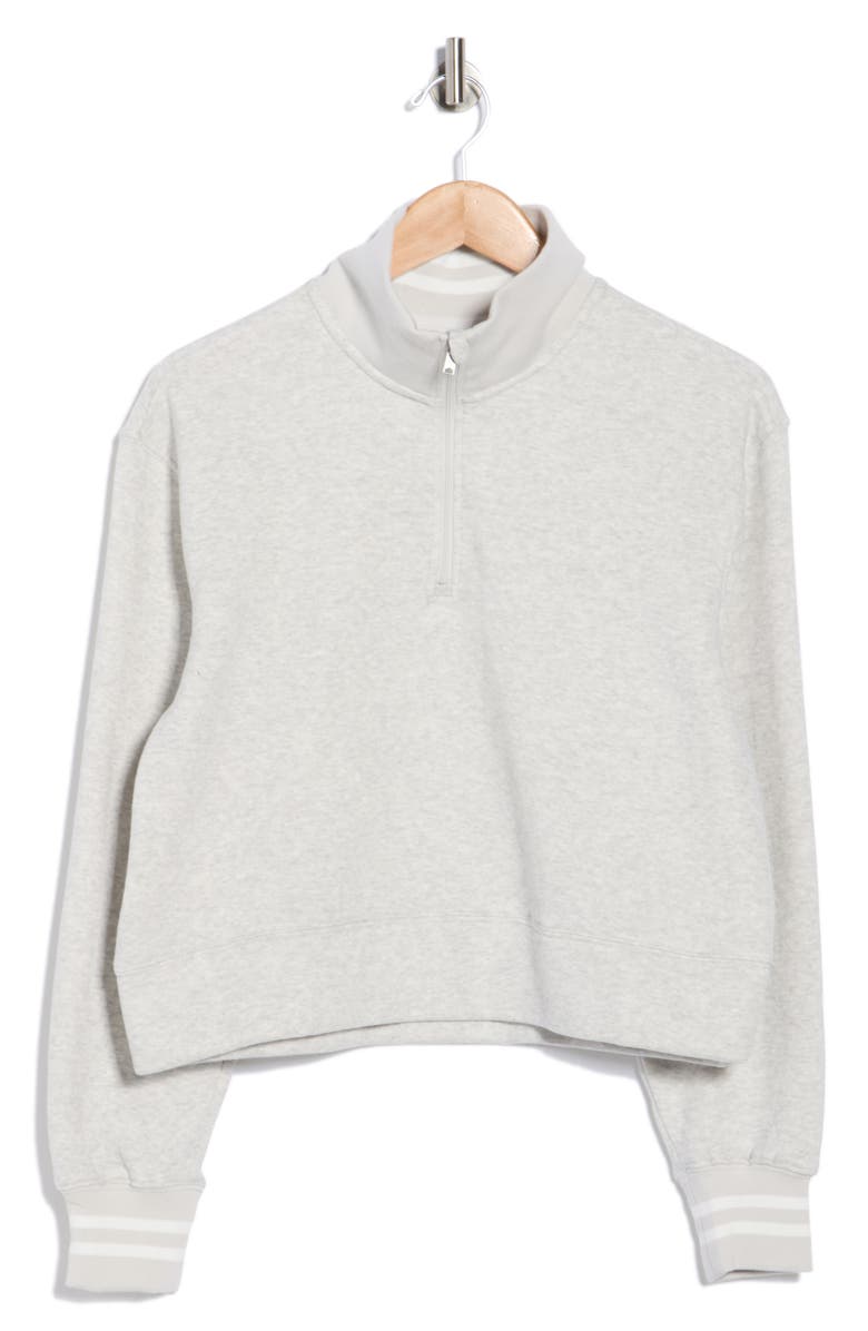 YOGALICIOUS The Varsity Fleece Half Zip Pullover, Main, color, Heather Grey