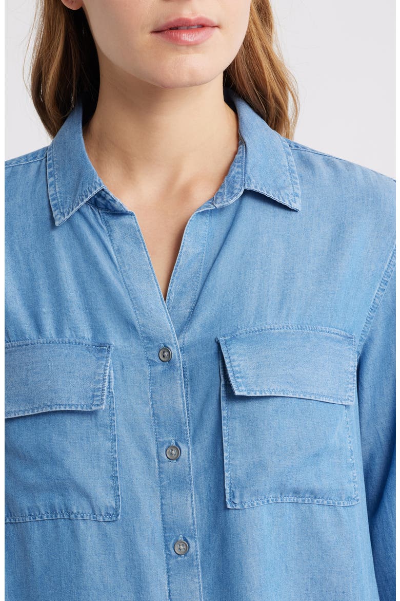 Fiorella Long Sleeve Button-Up Shirt, Alternate, color, MEDIUM WASH
