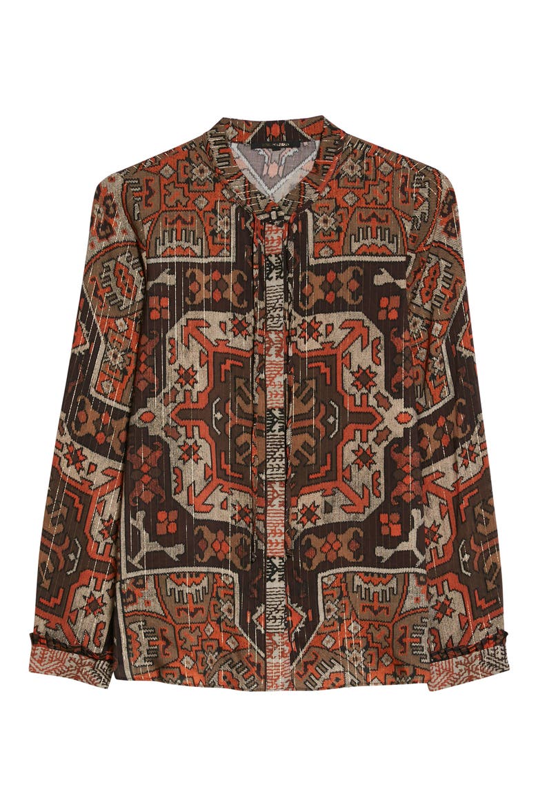 Tricia Folkloric Print Shirt, Alternate, color, BROWN MULTI