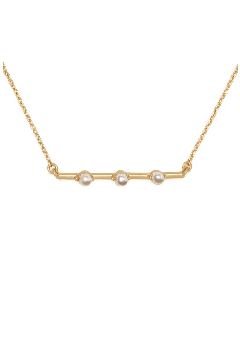 imitation pearl bar pendant necklace, Alternate, color, CREAM/ GOLD