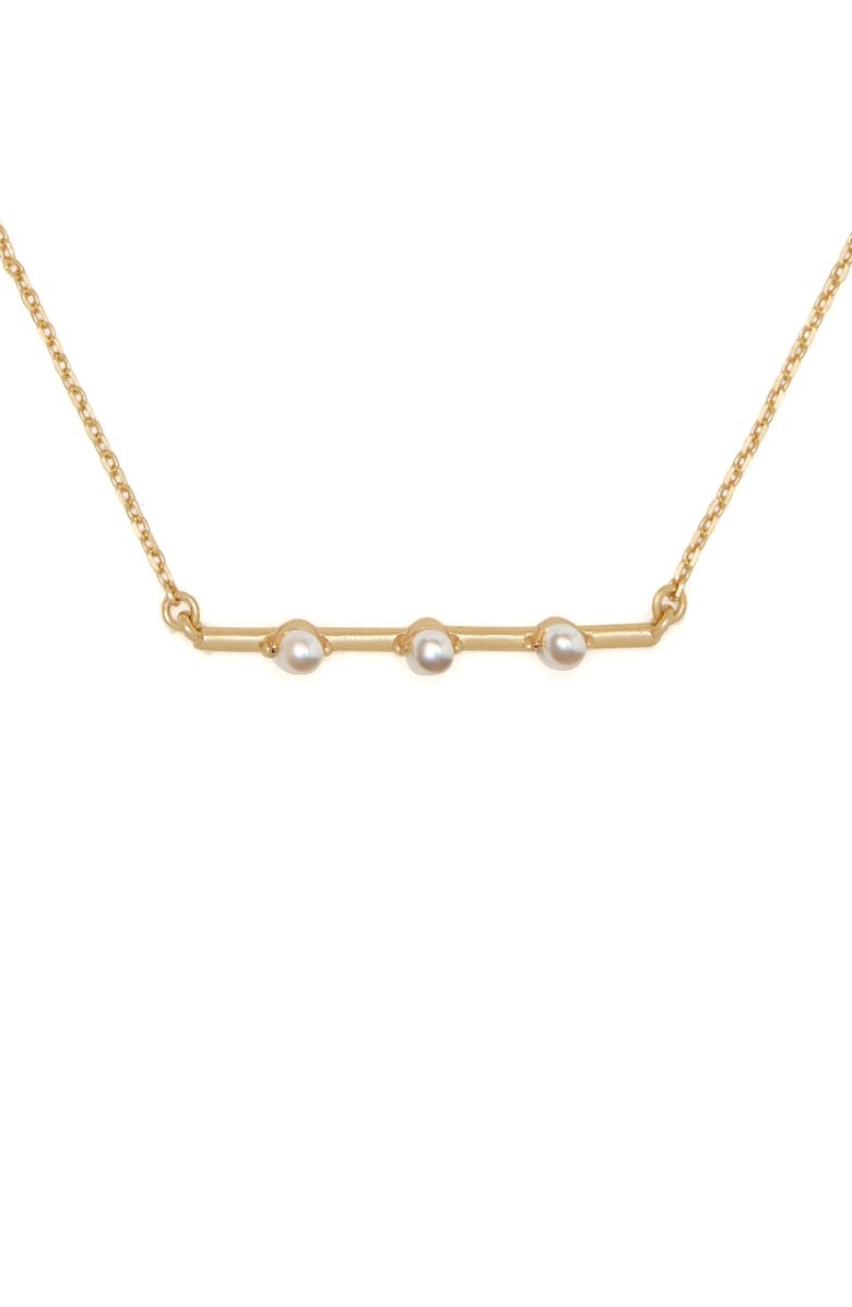 Kate Spade New York imitation pearl bar pendant necklace, Alternate, color, 