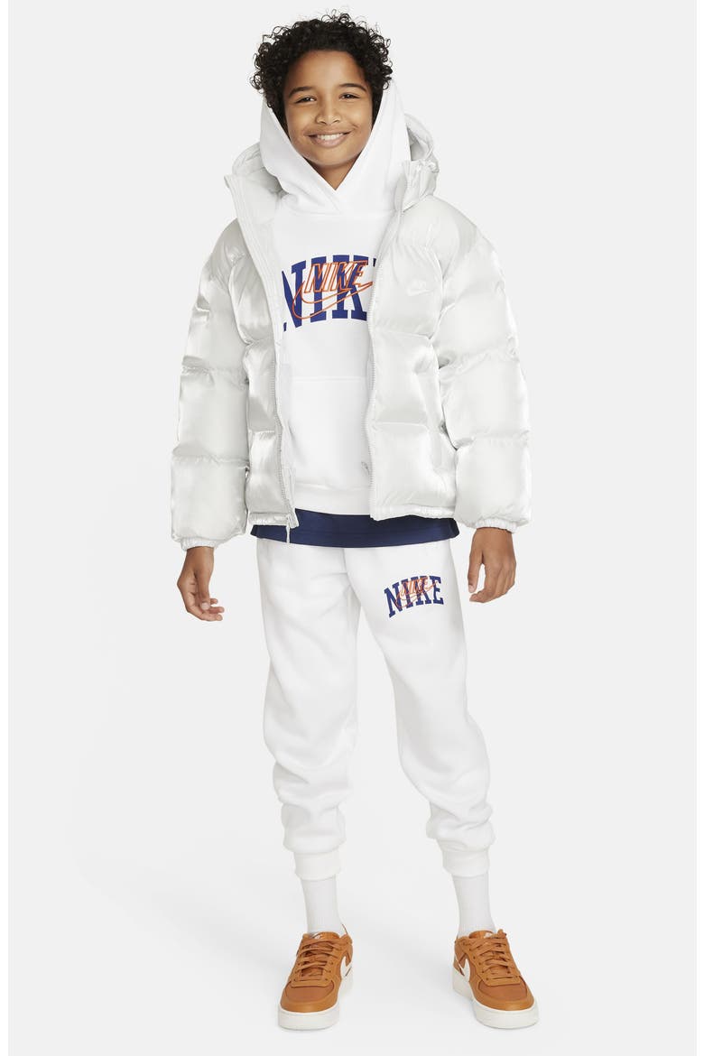Kids' Sportswear Fleece Joggers, Alternate, color, WHITE/ SAFETY ORANGE