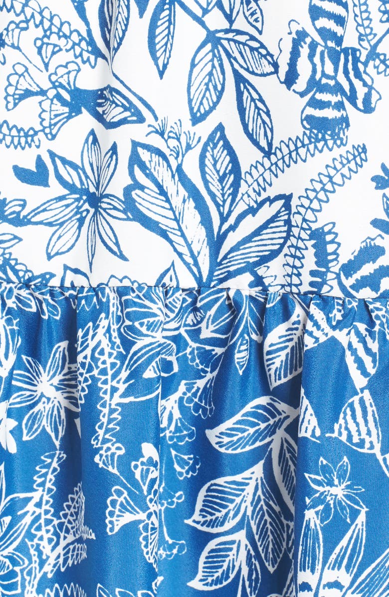 Eliza J Cold Shoulder Dress, Alternate, color, Blue/ Ivory