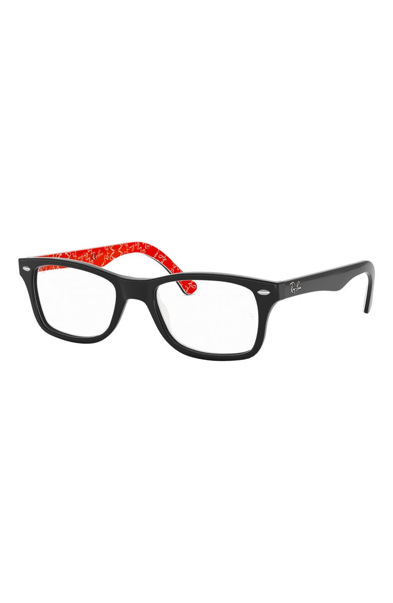 Ray-Ban 53mm Square Optical Glasses, Alternate, color, Black Red