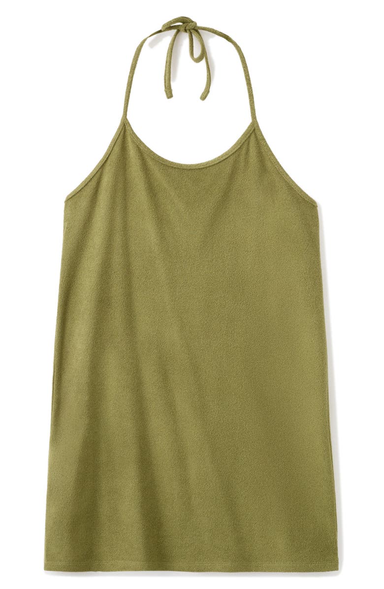 MANGO Terry Halter Nightgown, Alternate, color, Khaki Green