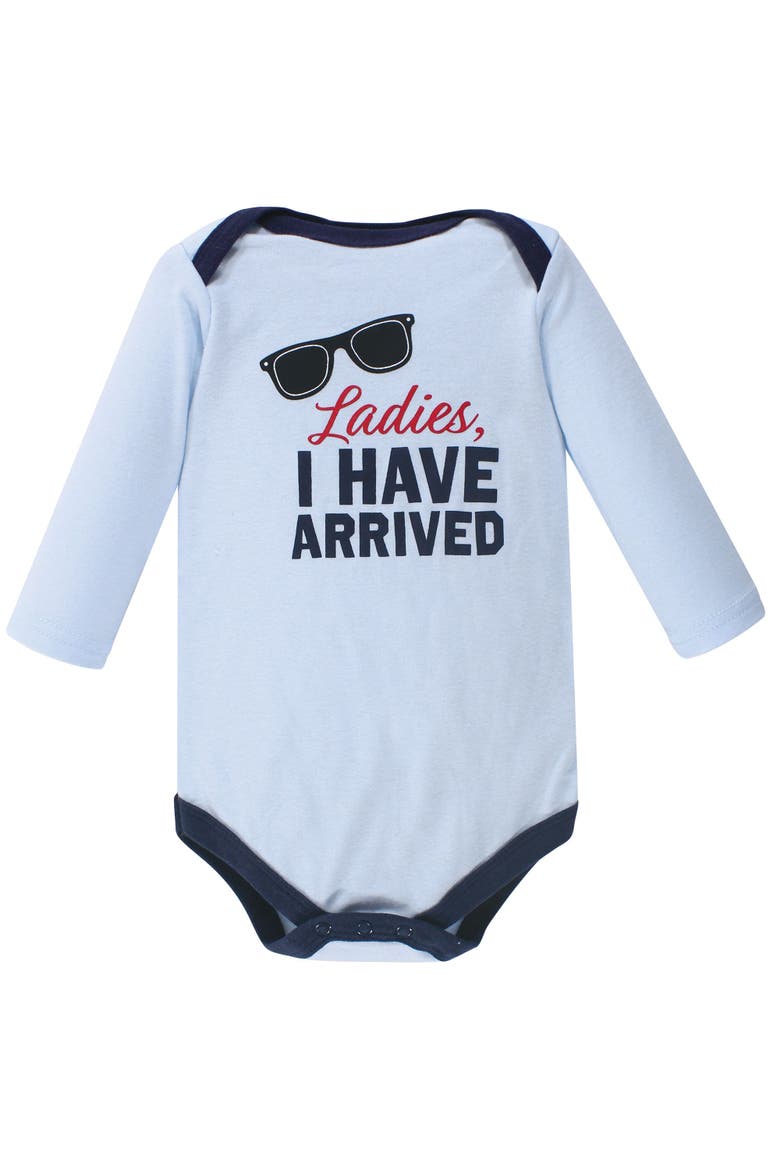 Soft Cotton Long-Sleeve Infant Bodysuit Bundle, Alternate, color, Handsome Little Man