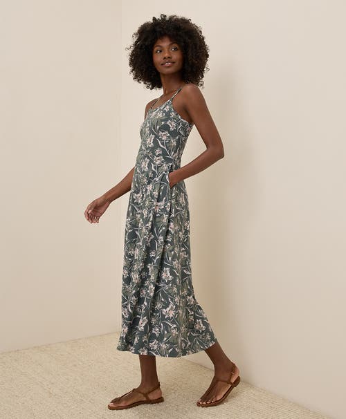Pact Organic Cotton Fit & Flare Midi Dress In Vineyard Floral Castor Grey
