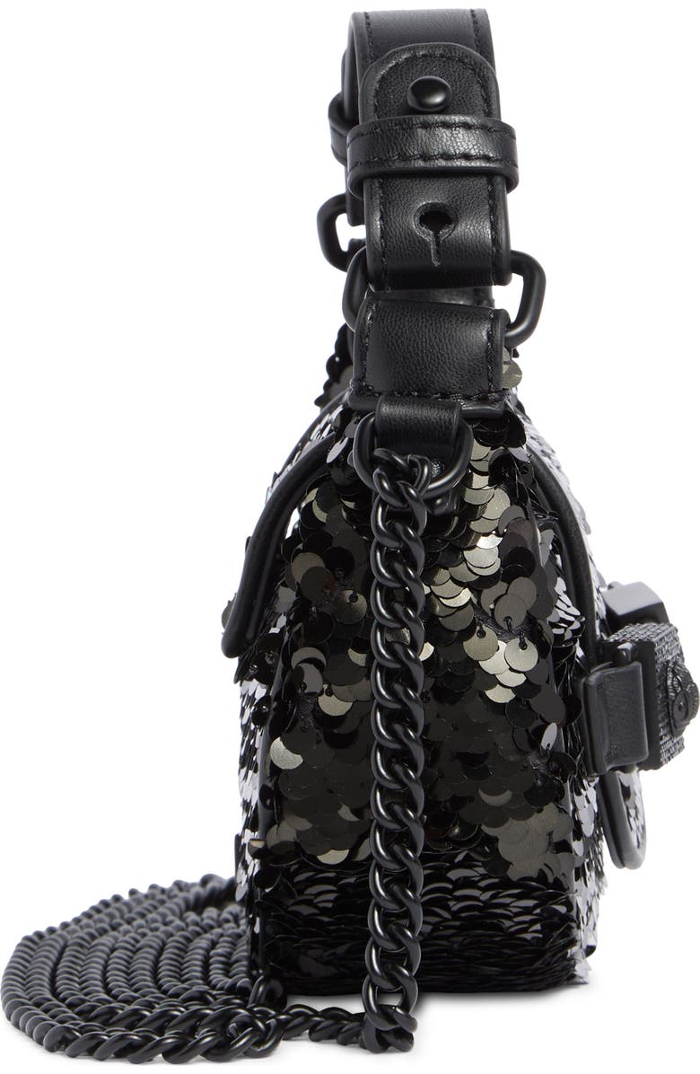 Kurt Geiger London Micro Kingsley Sequin Hobo Bag, Alternate, color, Black