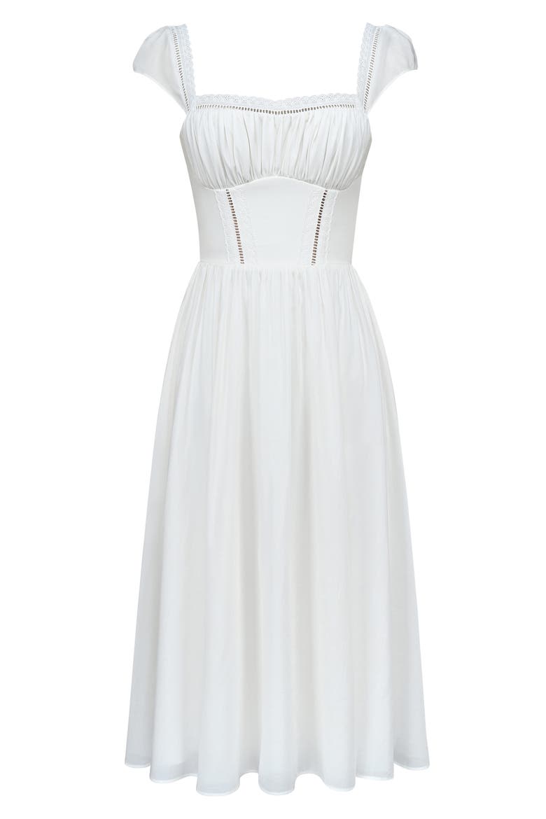 Thea Lace Trim Flare Maxi Dress, Alternate, color, WHITE