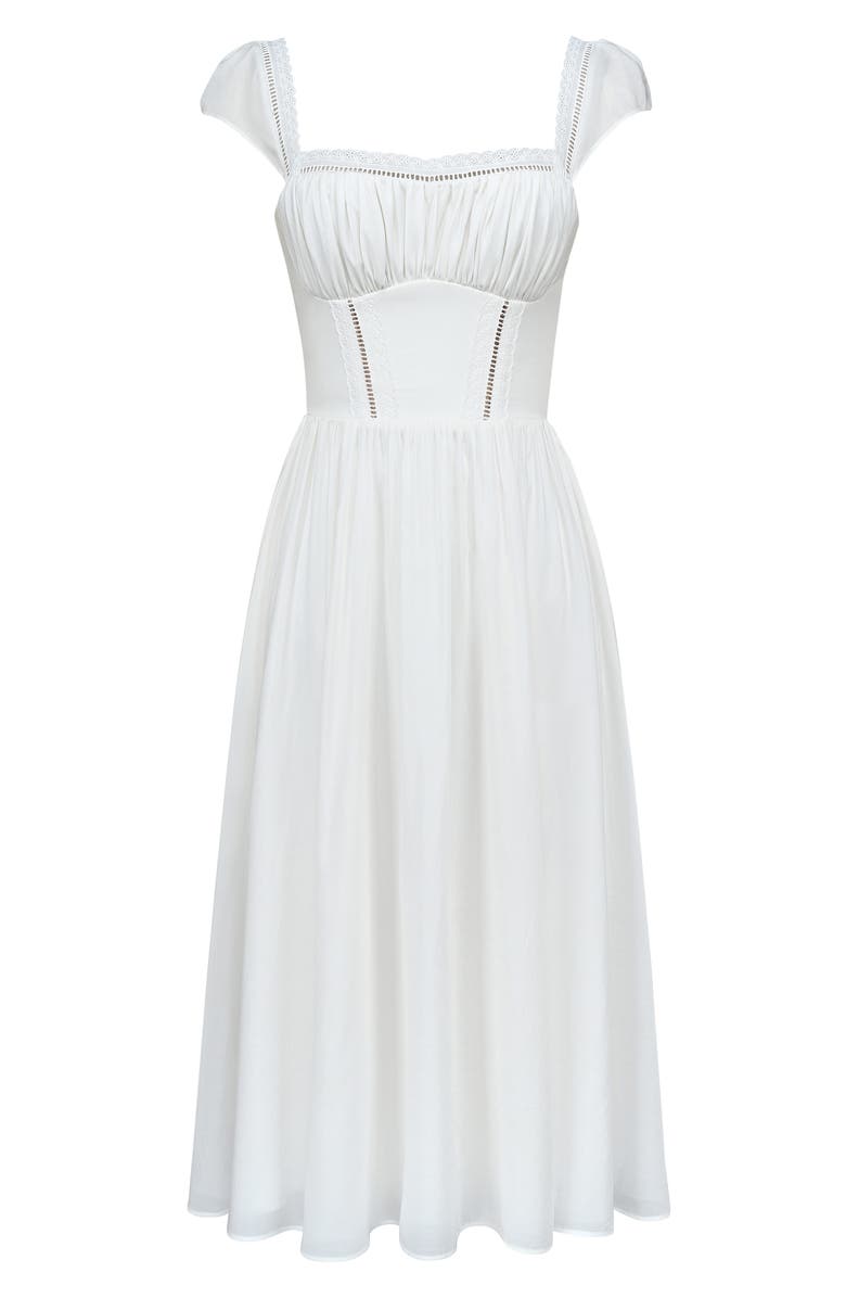 HOUSE OF CB Thea Lace Trim Flare Maxi Dress, Alternate, color, White