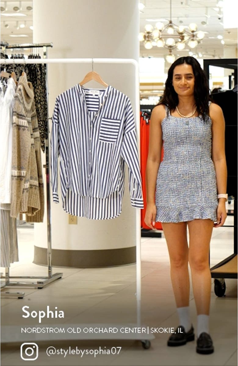 Mixed Stripe Band Collar Button-Up Shirt, sales video thumbnail