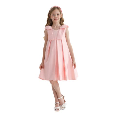 Palermo Satin Bow Pleated Dress