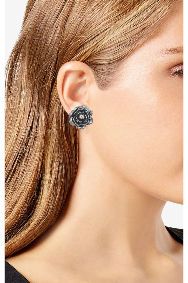 Flower Stud Earrings, Alternate, color, Silver