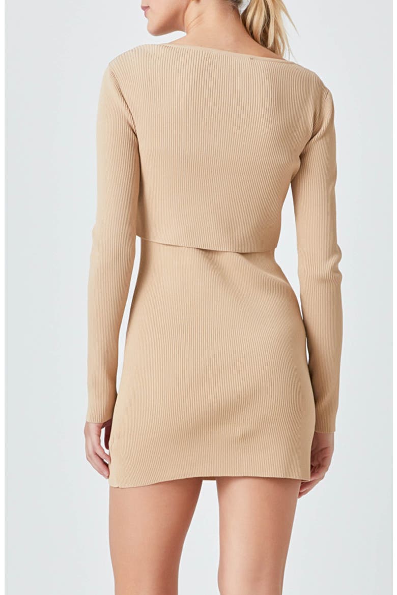 Ribbed Cropped Cardigan, Alternate, color, CAMEL