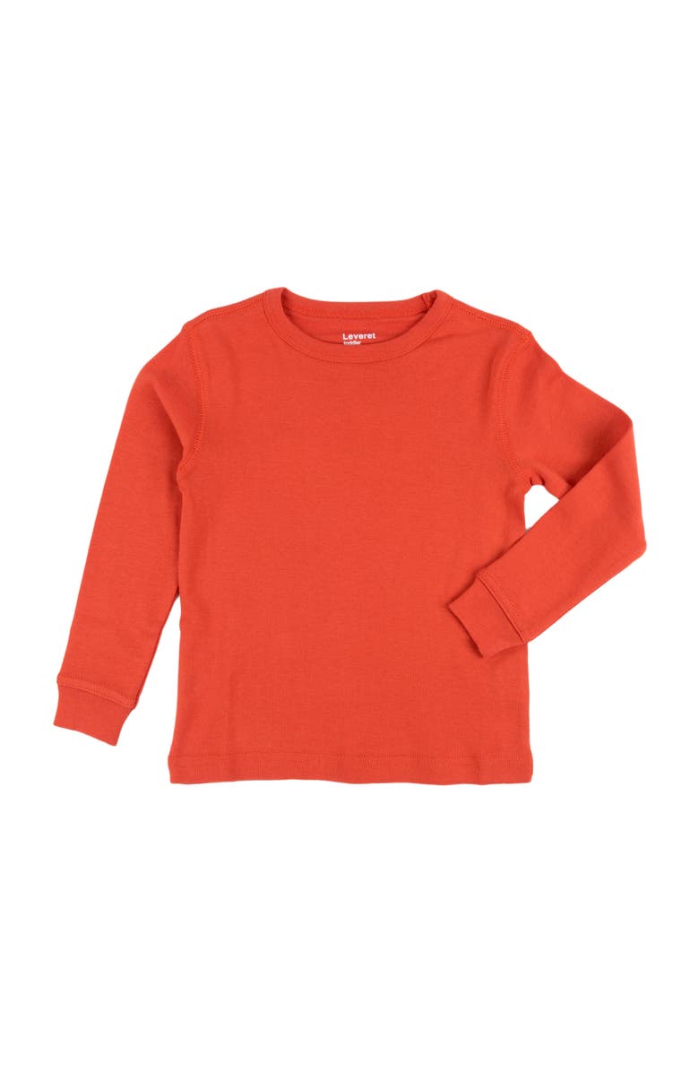 Leveret Kids Long Sleeve T-Shirt, 100% Cotton, Solid Colors, Alternate, color, Orange