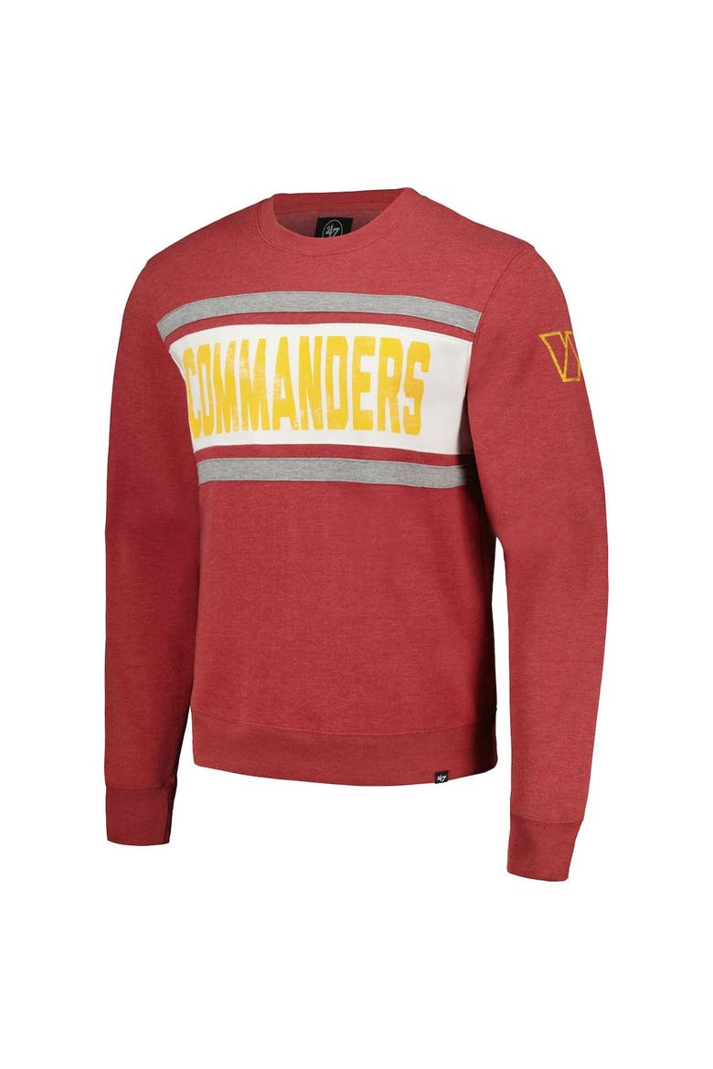 Men's '47 Heathered Burgundy Washington Commanders Bypass Tribeca Pullover Sweatshirt, Alternate, color, Burgundy
