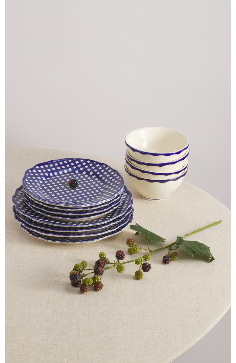 Maison Madison Home Beatrix 12 Piece Set with Cereal Bowl, Alternate, color, Cream/Blue