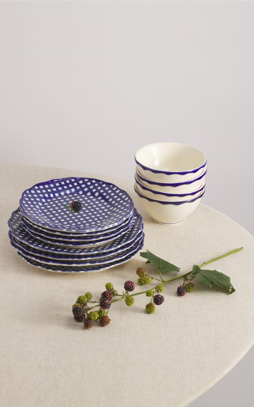 Maison Madison Home Beatrix 12 Piece Set With Cereal Bowl In Cream/blue