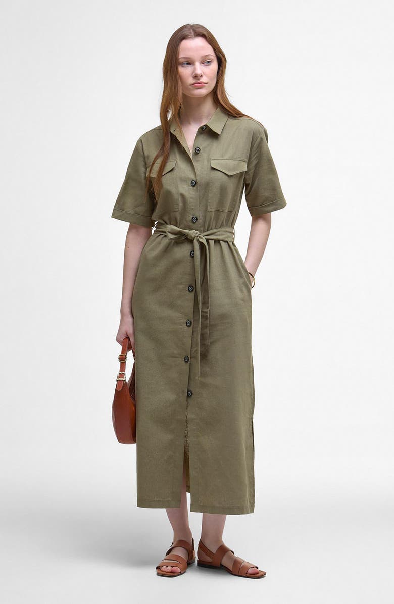 Barbour Nicole Maxi Shirtdress, Alternate, color, Dusky Green