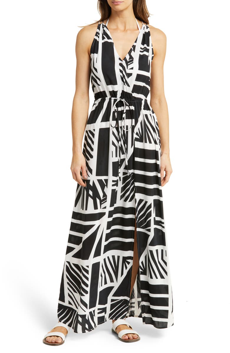 Elan Cover-Up Maxi Dress, Main, color, Black Barbados Print