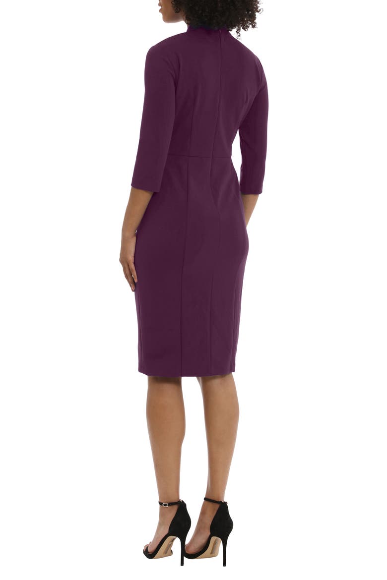 Crepe Three-Quarter Sleeve Sheath Dress, Alternate, color, PICKLED BEET