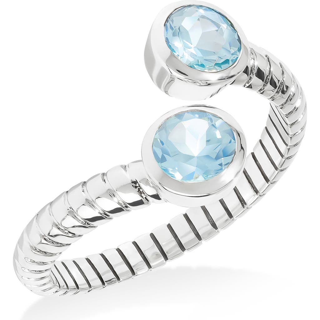 Ys Gems Sterling Silver Bypass Ring In Blue