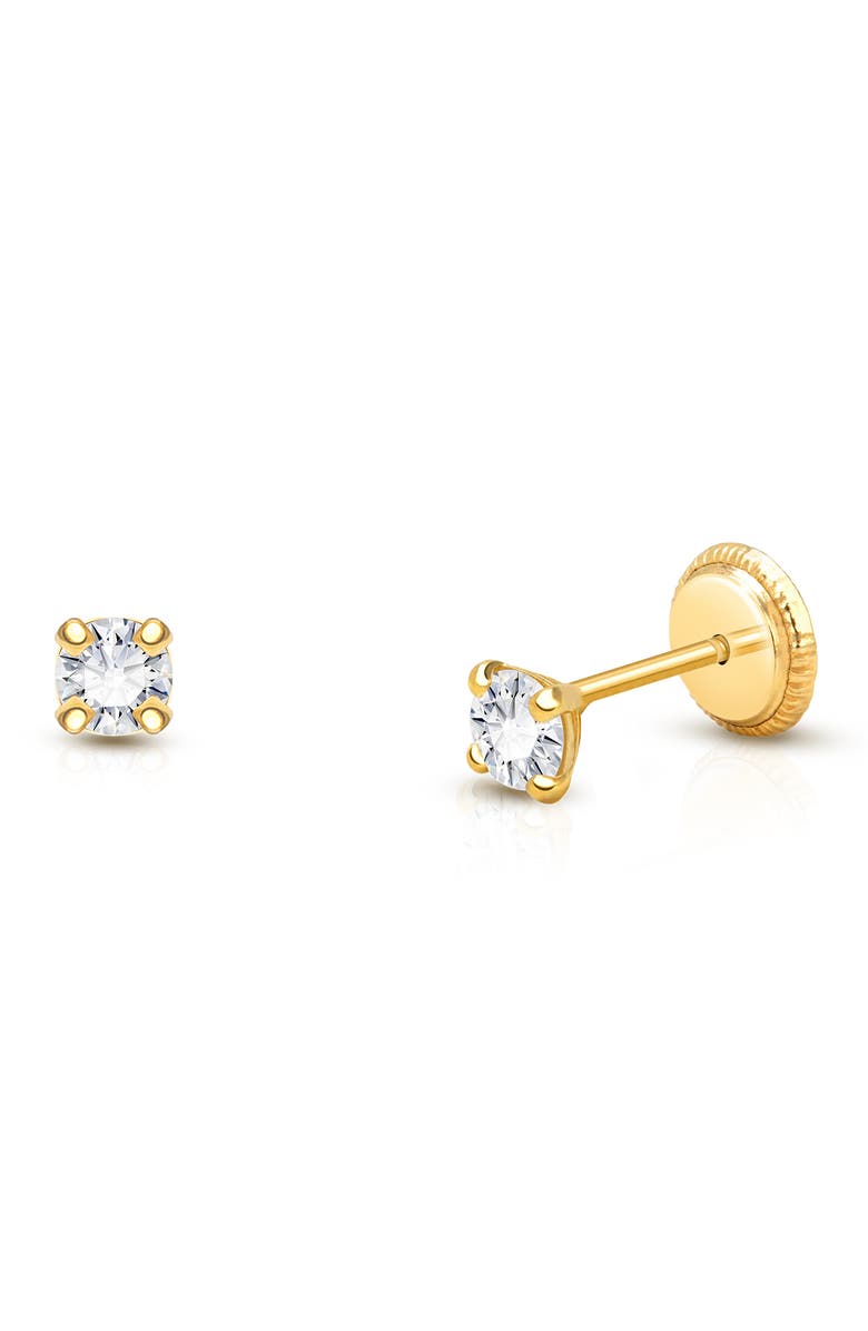 Tiny Blessings 14K Gold 3mm Genuine Diamond Studs Screw Back Earrings, Main, color, 14K Yellow Gold