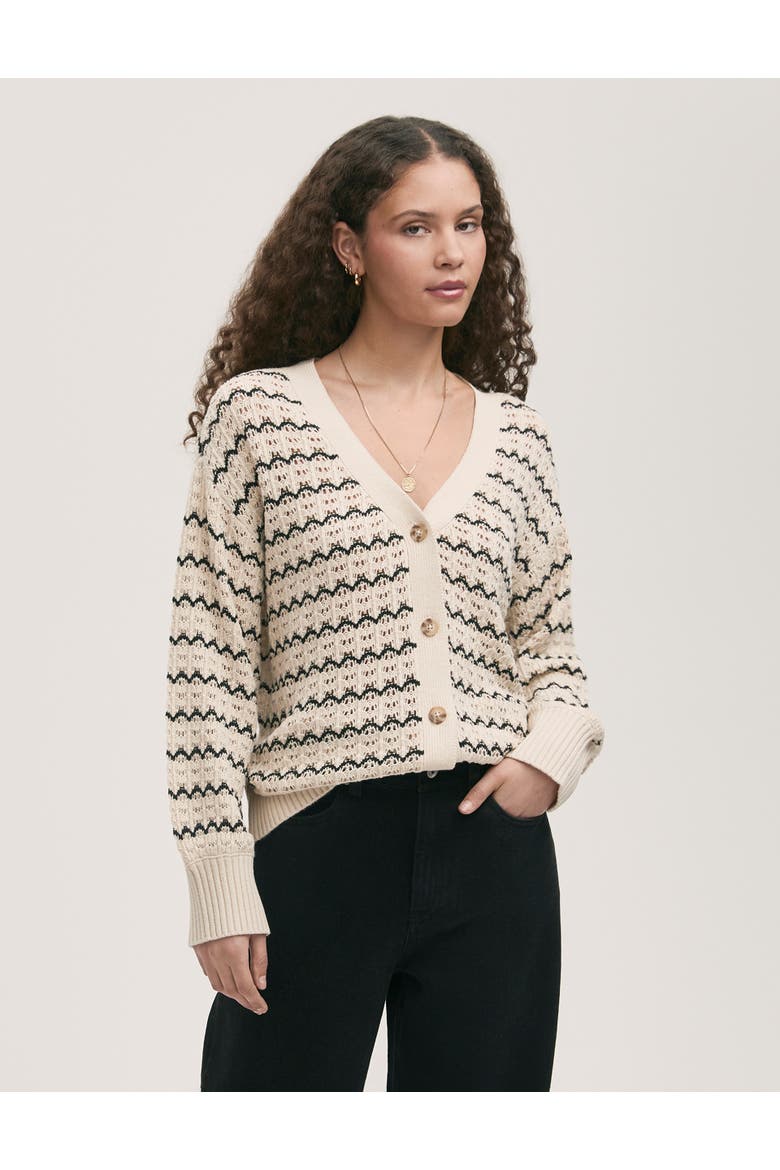 Alena V-Neck Crochet Cardigan, Main, color, Ivory
