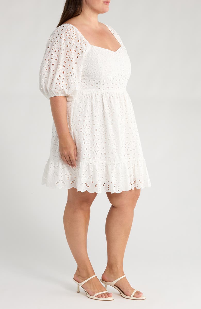 SUGARLIPS Sophy Cotton Eyelet Evy Sweetie Minidress, Alternate, color, White
