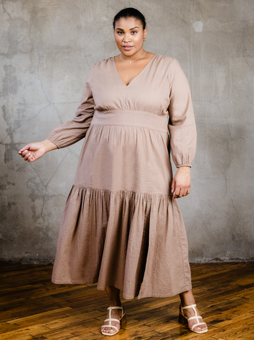 Able Leia Long Sleeve Maxi Dress In Driftwood