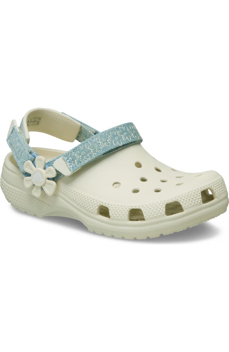 CROCS Kids' Denim & Flower Classic Clog, Main, color, Summit White