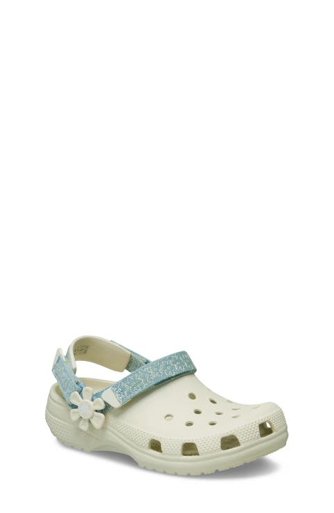 Kids' Denim & Flower Classic Clog (Baby, Walker, Toddler, Little Kid, & Big Kid)